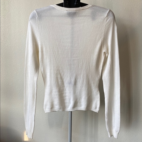 It’s Our Time Cream Tie-Front Sweater Top Size Medium - Picture 4 of 8